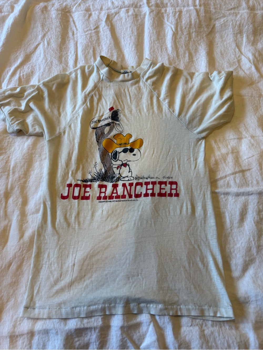 Real vintage 70s Joe Rancher Snoopy Graphic Tee - Light Blue